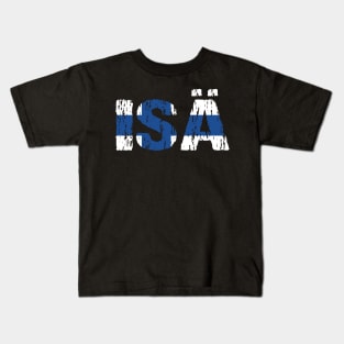 Isa Father Finnish Dad Flag Distressed Kids T-Shirt